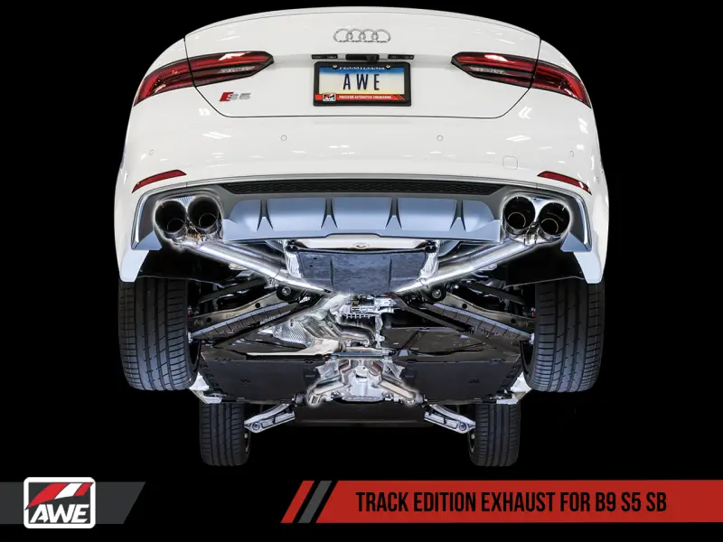 Awe Tuning Audi B9 S5 Sportback Track Edition Exhaust - Non-Resonated (Silver 102Mm Tips) 1