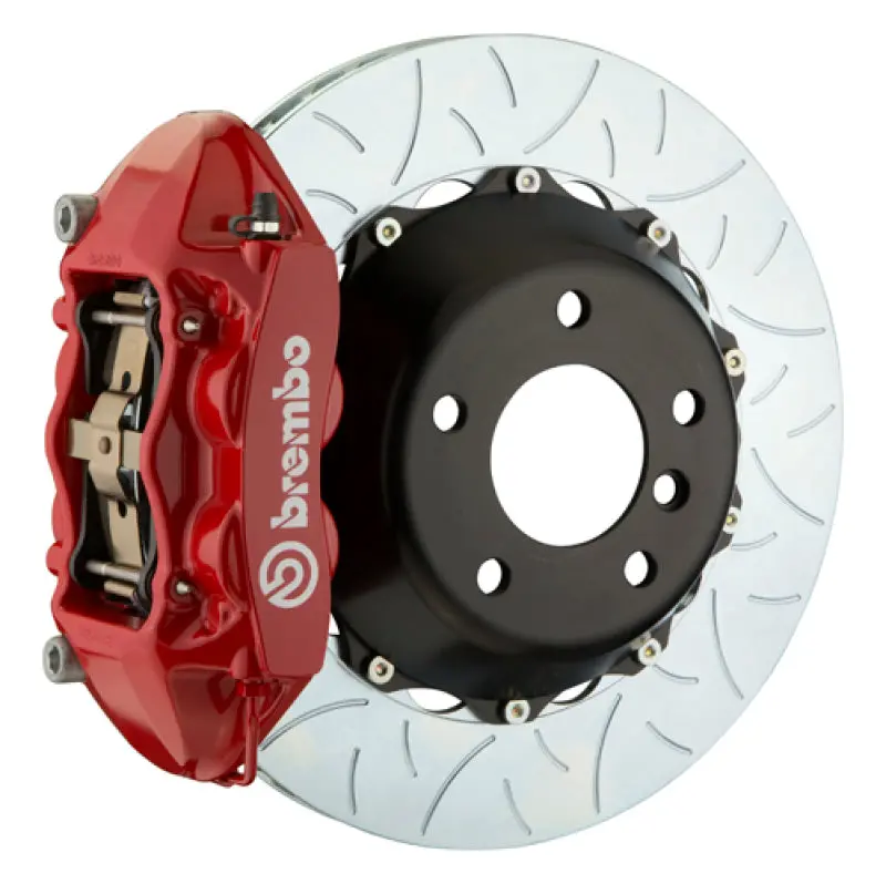 Brembo 01-06 Bmw M3 Rear Gt Bbk 4 Piston Cast 345X28 2Pc Rotor Slotted Type-3-Red 1