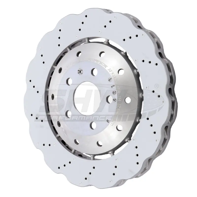 Shw 14-20 Audi R8 5.2L (Excl Ceramic Brake) Front Drilled-Dimpled Lw Wavy Brake Rotor (4S0615301b) 1