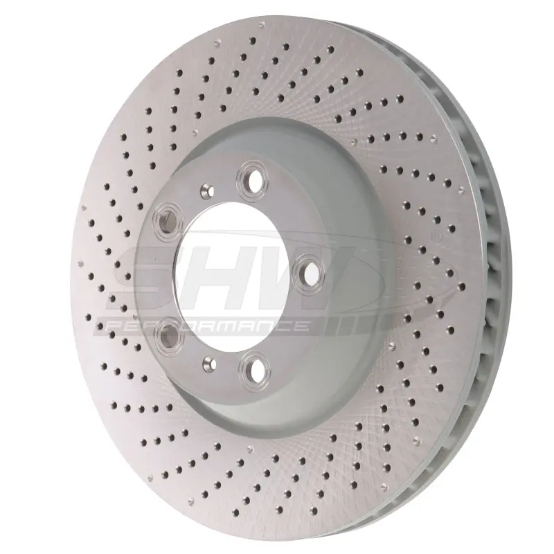 Shw 09-13 Porsche 911 Turbo W/Center Lock W/O Ceramics Left Front Drill-Dimp Mb Rotor (99735140502) 1
