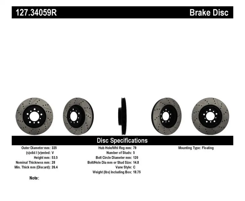 Stoptech Slotted & Drilled Sport Brake Rotor 1