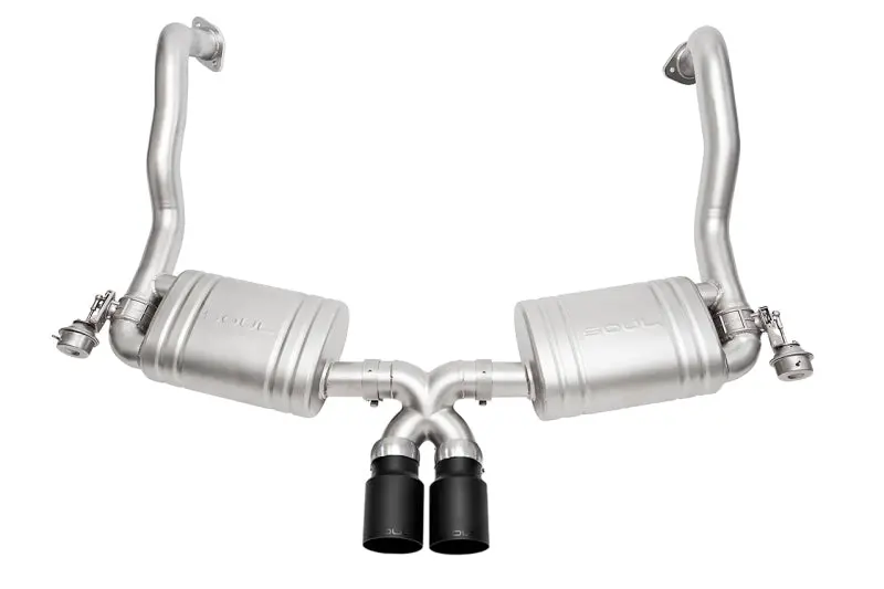 Soul 13-16 Porsche 981 Cayman / Boxster Valved Exhaust - Straight Cut Satin Black Tips 1