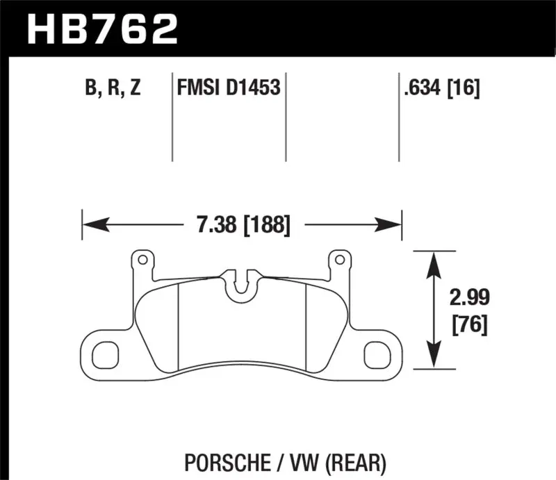 Hawk 2015 Porsche Cayenne Hps 5.0 Rear Brake Pads 2