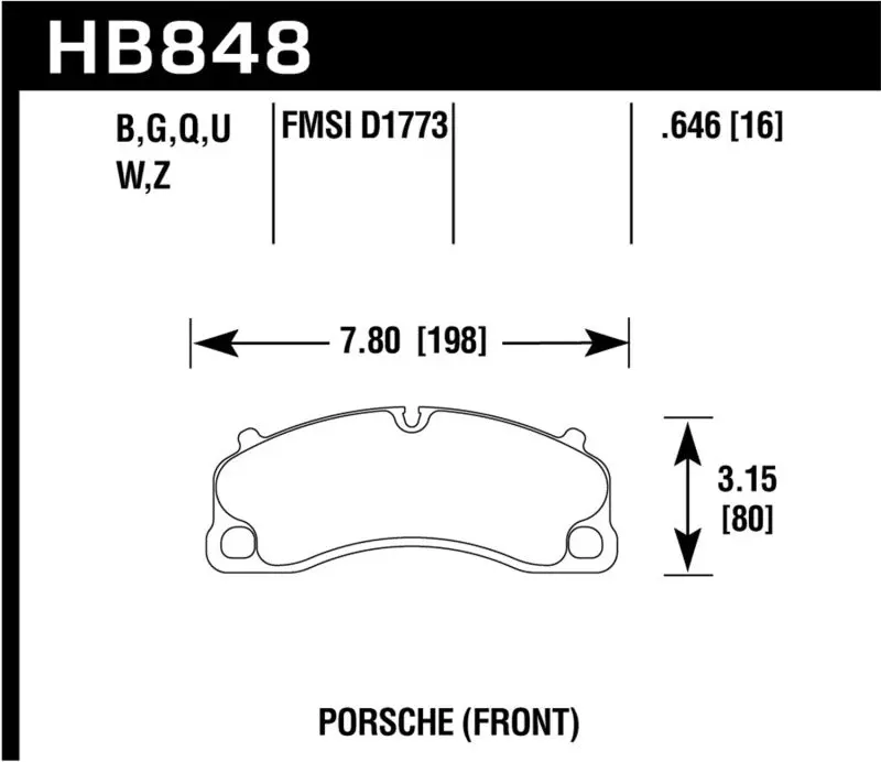 Hawk 14-19 Porsche 911 Gt3/Gt3 Rs / 2016 Porsche Cayman Gt4 Hps 5.0 Front Brake Pads 2