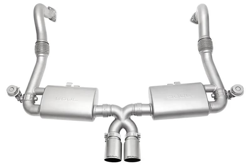Soul 17+ Porsche 718 Cayman / Boxster Valved Exhaust - Straight Cut Signature Satin Tips 1