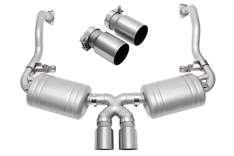 Soul 05-08 Porsche 987.1 Cayman / Boxster Performance Exhaust - Straight Cut Brushed Finish Tips 1