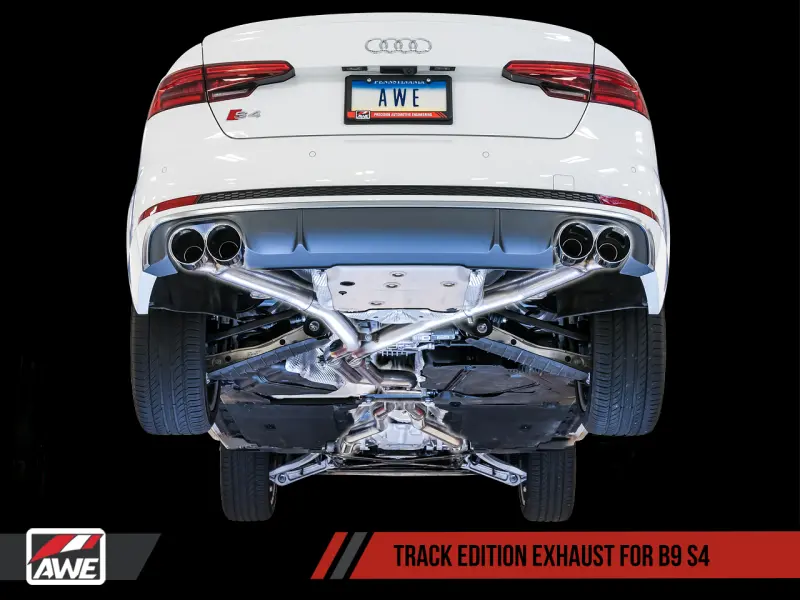 Awe Tuning Audi B9 S4 Track Edition Exhaust - Non-Resonated (Silver 102Mm Tips) 1