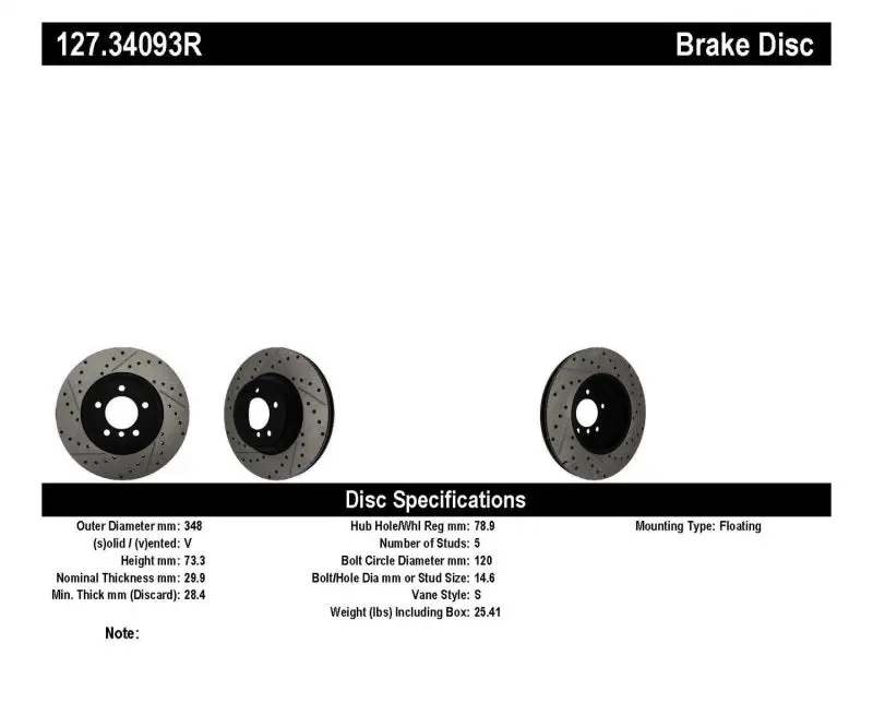 Stoptech 07-09 Bmw 335 (E90/E92/E93) Slotted & Drilled Right Front Rotor 1