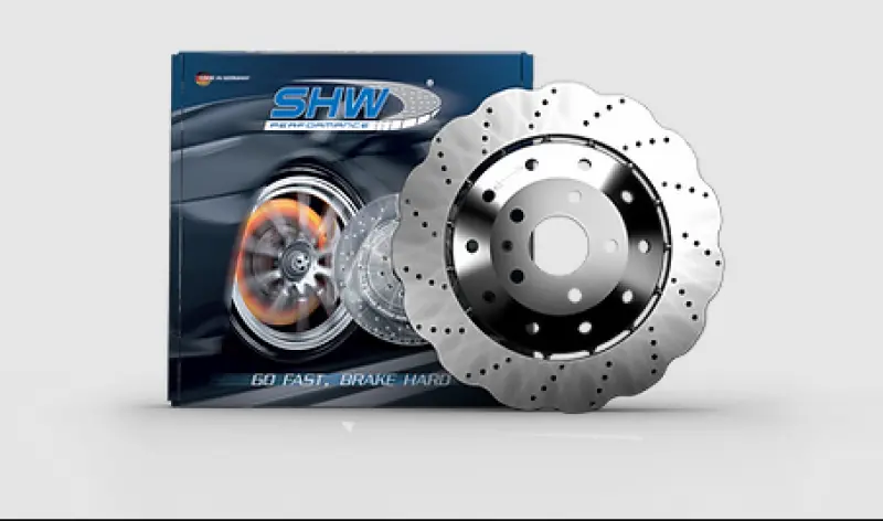 Shw 14-18 Audi Rs7 4.0L Front Drilled-Dimpled Lightweight Wavy Brake Rotor (4G0615301ah) 1