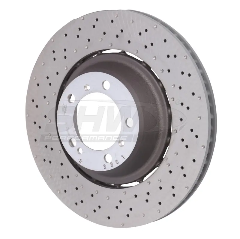 Shw 14-19 Porsche 911 Turbo 3.8L W/O Ceramics Left Rear Drilled-Dimpled Lw Brake Rotor (99135240703) 1