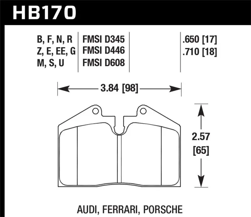Hawk 1999 Ferrari F355 Front Er-1 Brake Pads 1