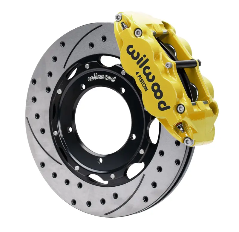 Wilwood 69-89 Porsche 911 Front Superlite Brake Kit 3.5In Mt Drilled & Slotted Face - Yellow 1