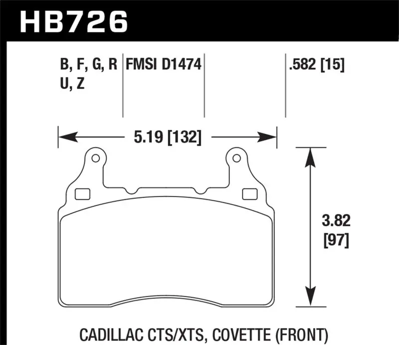 Hawk 2014 Chevrolet Corvette Pc Front Brake Pads 2