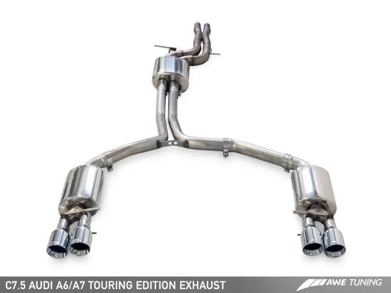 Awe Tuning Audi C7.5 A6 3.0T Touring Edition Exhaust - Quad Outlet Diamond Black Tips 2