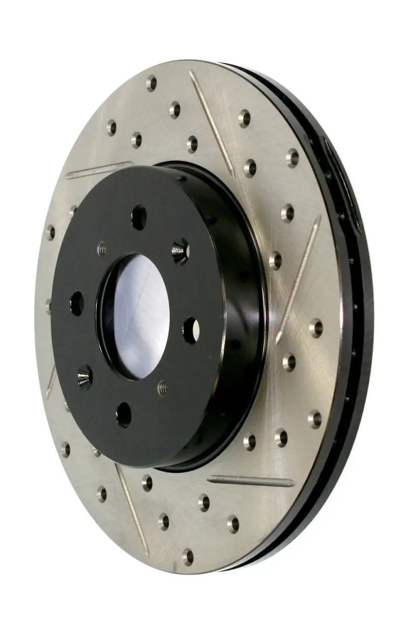 Stoptech 14-15 Mini Cooper Base Slotted & Drilled Rear Left Rotor 1
