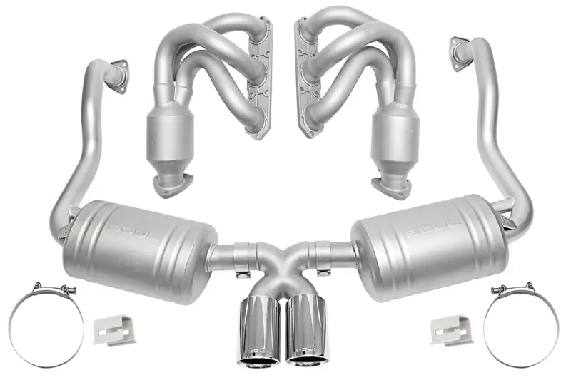 Soul 00-04 Porsche 986 Boxster Street Exhaust Package - Polished Chrome Double Wall Tips 1