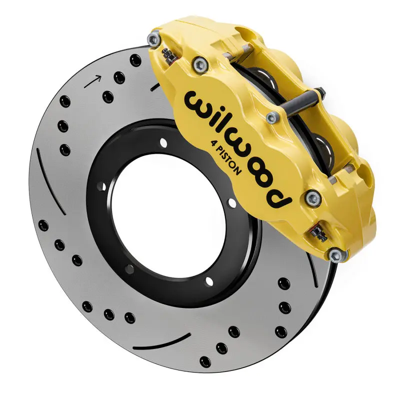 Wilwood 69-83 Porsche 911 Front Superlite Brake Kit 3.5In Mt Drilled & Slotted - Yellow 1