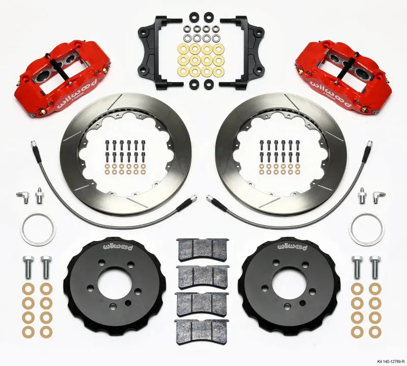 Wilwood Narrow Superlite 6R Front Hat Kit 12.88In Red 06-12 Volkswagen Gti W/ Lines 1