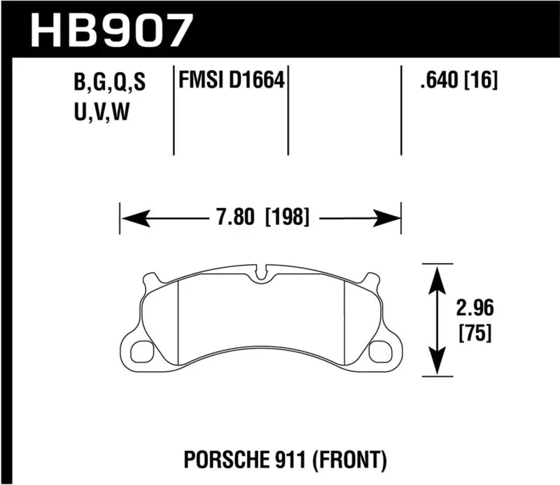 Hawk 2016 Porsche 911 Carrera S Hps 5.0 Front Brake Pads 2