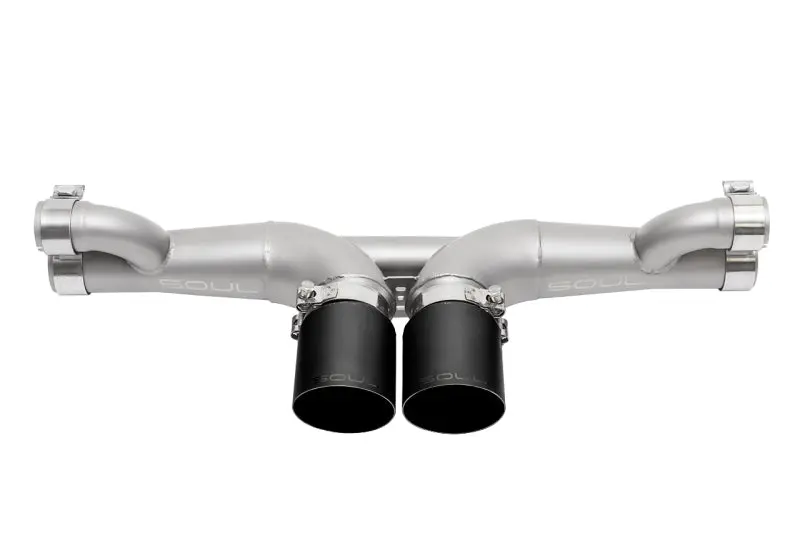 Soul 14-19 Porsche 991 Gt3 Center Muffler Bypass Exhaust - 4In Straight Cut Satin Black Tips 1