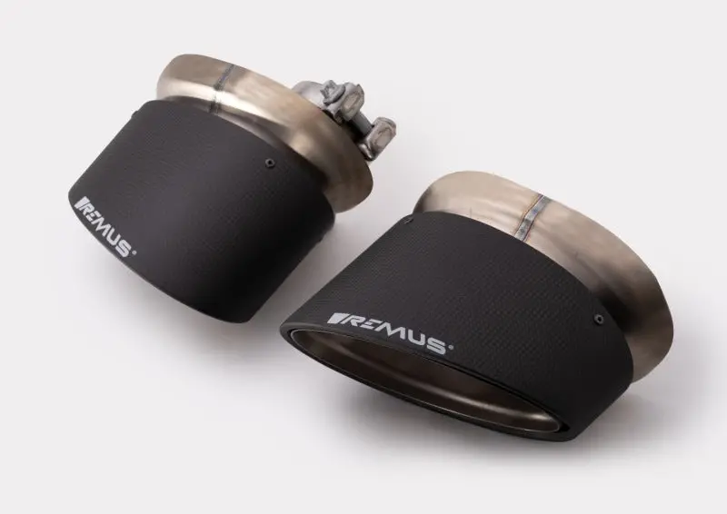 Remus Carbon 175X108mm Angled Titanium Internals W/Adj Clamp Tail Pipe Set (Pair) 1