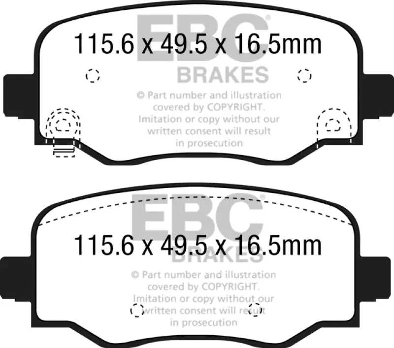 Ebc 15+ Fiat 500X 1.4 Turbo Yellowstuff Rear Brake Pads 1