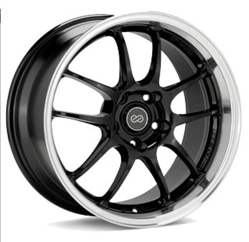 Enkei Pf01ss 17X8 5X114.3 50Mm Offset 75Mm Bore Diameter Gloss Black W/ Machined Lip 1
