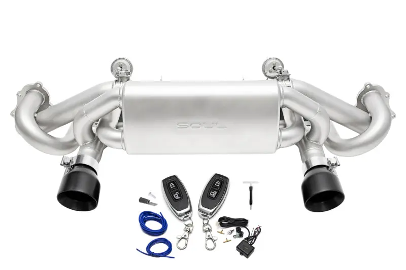 Soul 2020+ Porsche 718 Gt4 / Spyder / Gts 4.0L Valved Exhaust - Ceramic Black Strght Cut Tips - Vc 1
