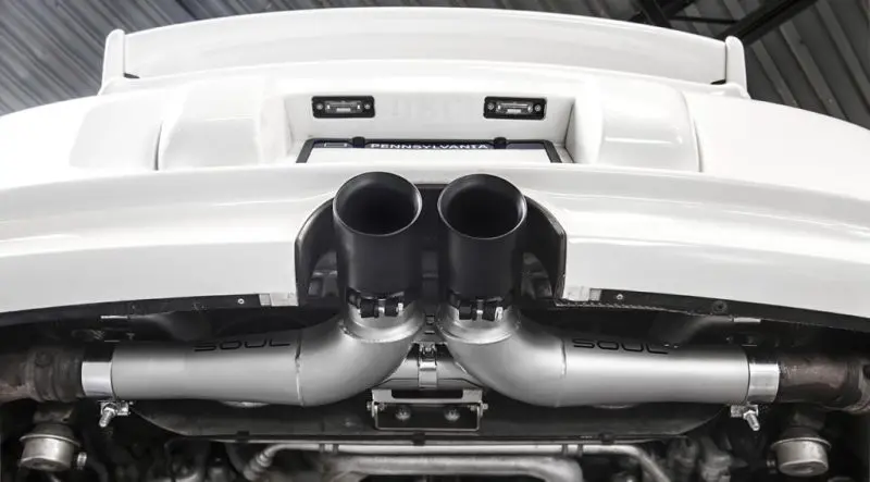 Soul 06-11 Porsche 997 / 997.2 Gt3 Center Muffler Bypass Exhaust - 3.5In Black Double Wall Tips 1