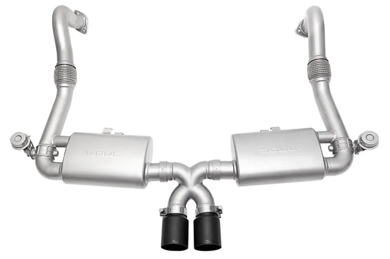 Soul 17+ Porsche 718 Cayman / Boxster Valved Exhaust - Straight Cut Satin Black Tips 1