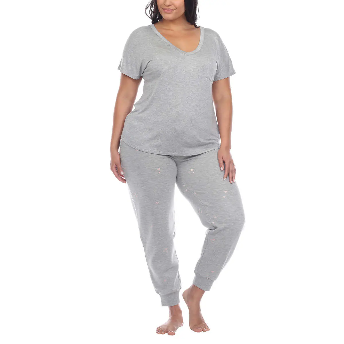 Honeydew Women's Plus 2-Piece Pajama Cotton Blend Embroidered Top And Pants Lounge Set 1