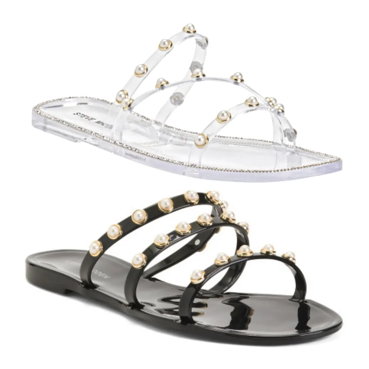 Steve Madden Women's Studded Pearl Embellished Slide-On Flat Sandals 1
