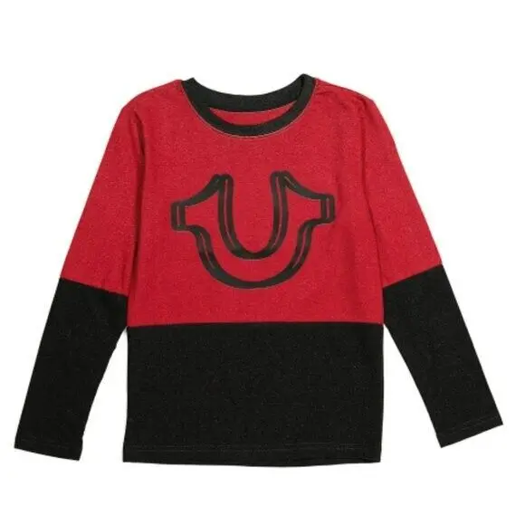True Religion Big Boy Logo Graphic Print Drop Down Long Sleeve T-Shirt 1