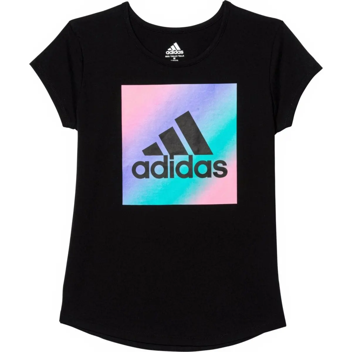 Adidas Big Girl's Rainbow Logo Graphic Pint Cotton Active T-Shirt 1