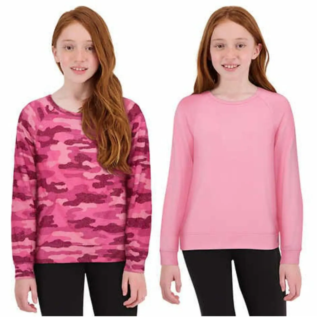 Lucky Brand Girls 2-Pack Long Sleeve Tee Knit Top Camo Sweatshirt 1