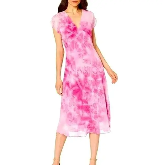 Sage Kimono Tie Dye Print Flowy Summer Midi Dress 1