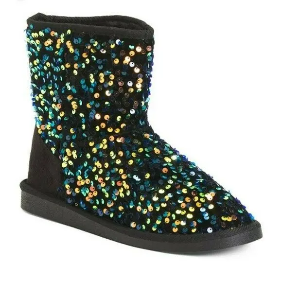 Olivia Miller Women's Cozy Sparkle Sequin Sherpa Lined Booties 1