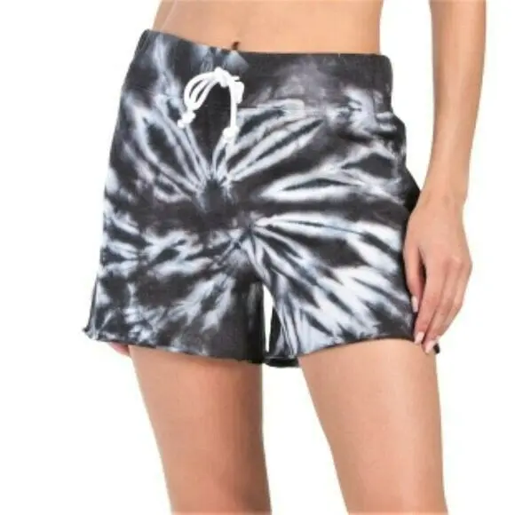 Sage Tie Dye Print High Rise Raw Cuffs Cotton Shorts 1
