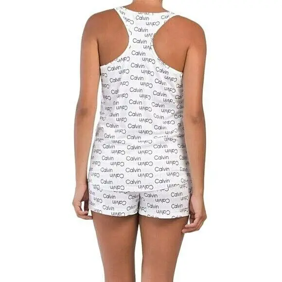 Calvin Klein Carousel Double Logo Print Sleep Tank And Shorts Pj Set 2