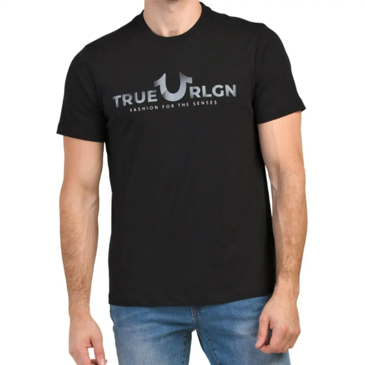 True Religion Men's Graphic Logo Print Foil Crew Neck T-Shirt 1