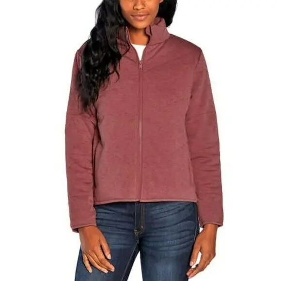 Three Dots Cozy Midweight Insulated Quilted High Low Hem Zip Jacket 1
