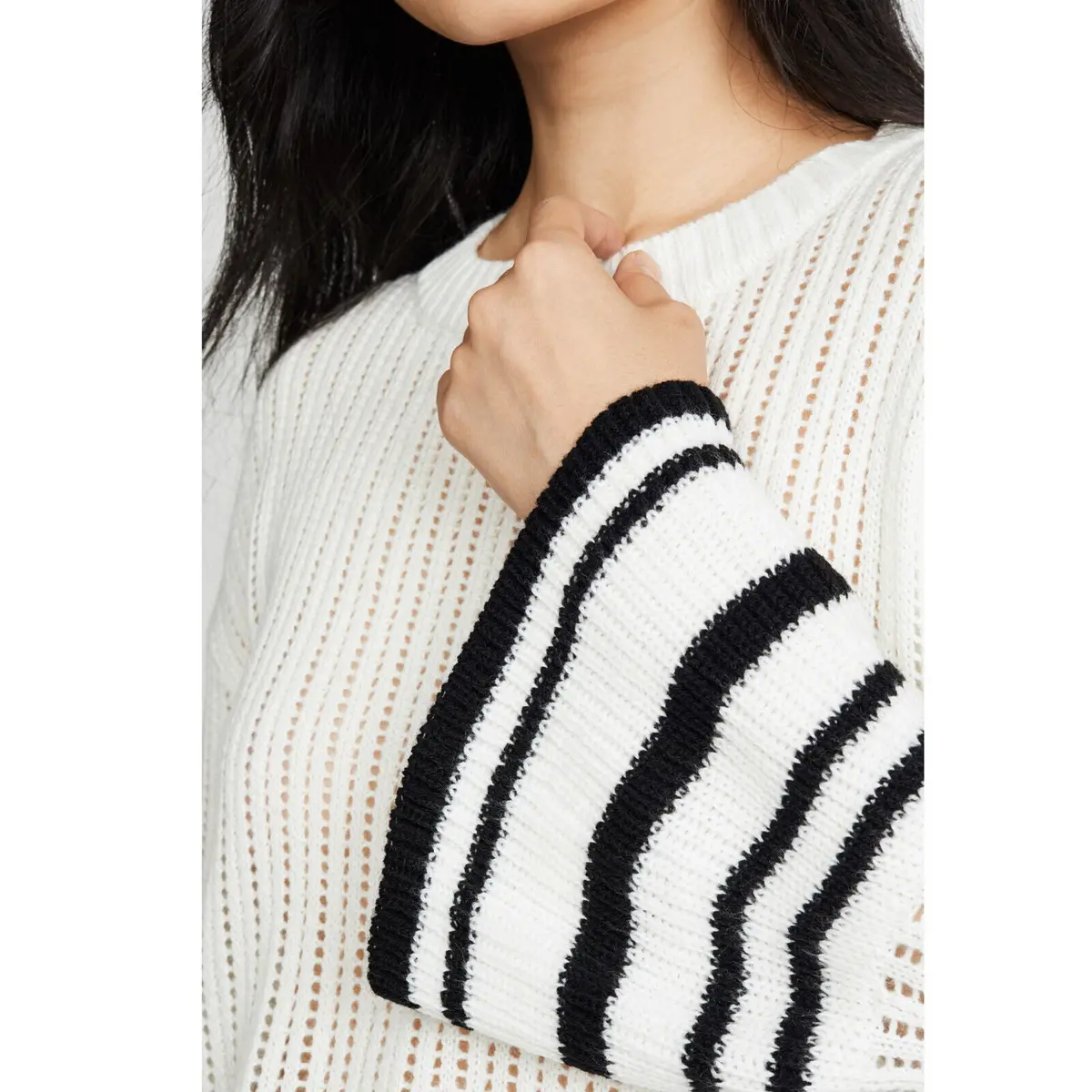 Jack By Bb Dakota Women's Flare Stripe Sleeves Lightweight Knit Top Sweater 4