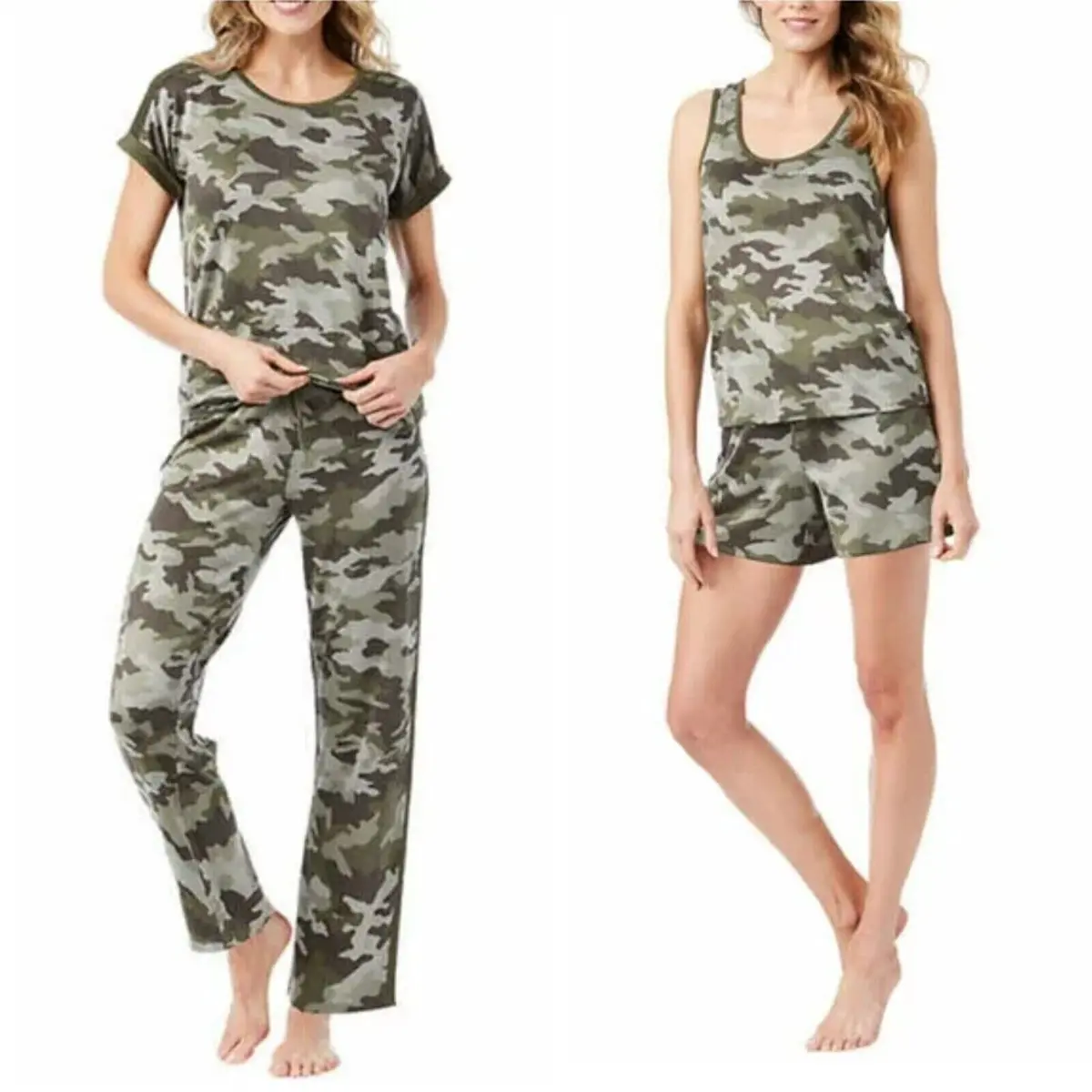 Lucky Brand Women's Plus Super Soft Camo Print 4-Piece Lounge Pajama Set 1