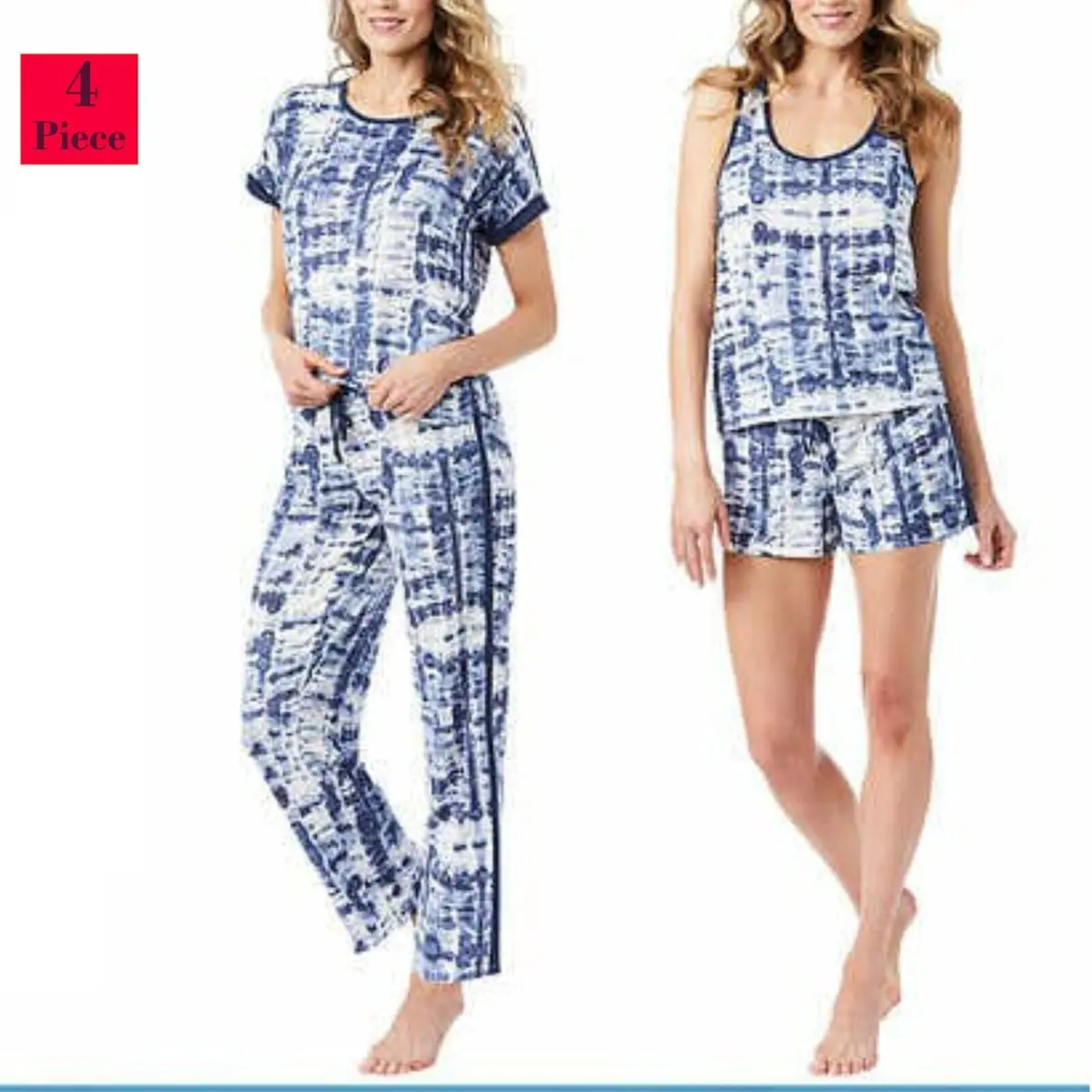 Lucky Brand Plus 4-Piece Super Soft Tie Dye Print Lounge Pajama Set 1