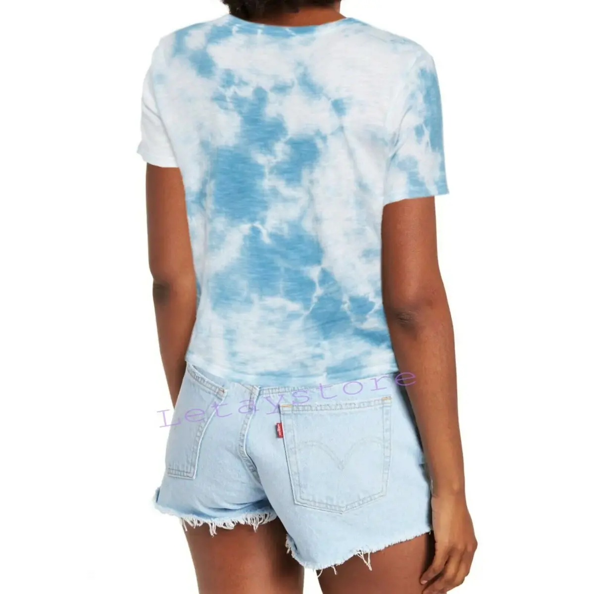 Lucky Brand "Lucky" Graphic Print Tie-Dye Cotton Crop T-Shirt 2