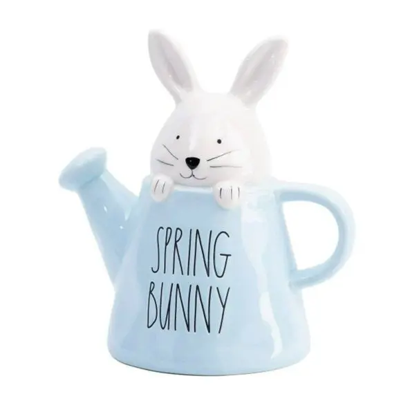 Rae Dunn Easter 9In Ceramic Spring Bunny In Watering Can 1
