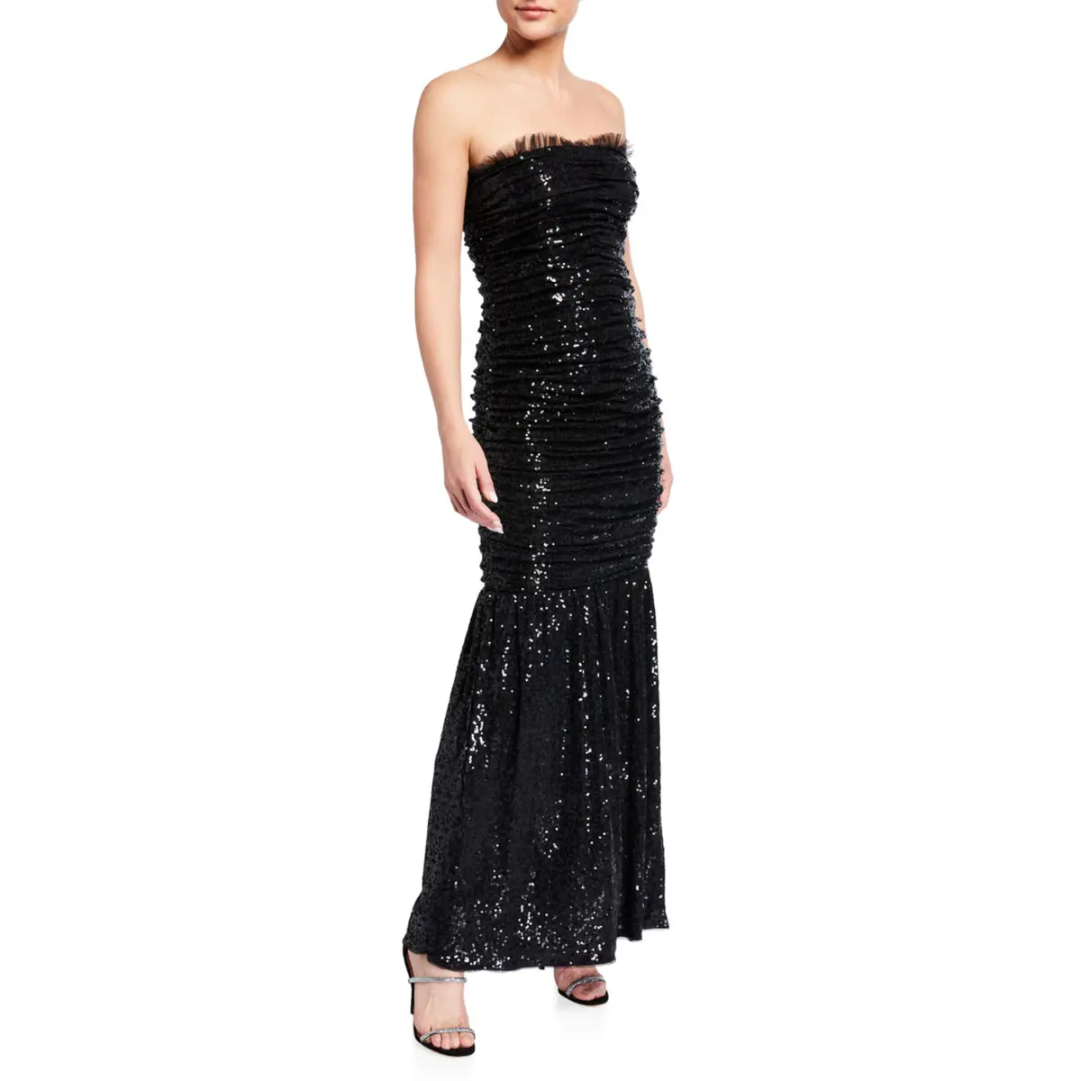 Aidan Mattox Ruched Sequin Strapless Dress 1