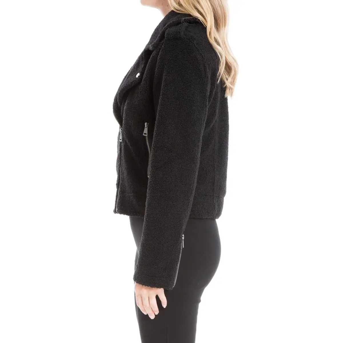 Max Studio Asymmetrical Faux Fur Cozy Moto Jacket 2