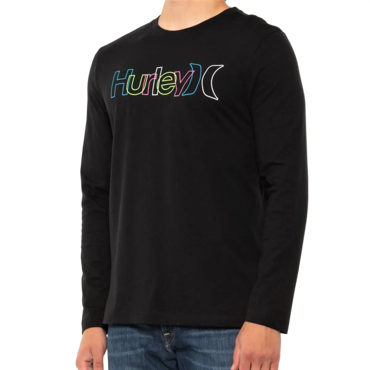 Hurley Men's Logo Print Cotton Jersey Long Sleeve T-Shirt 1