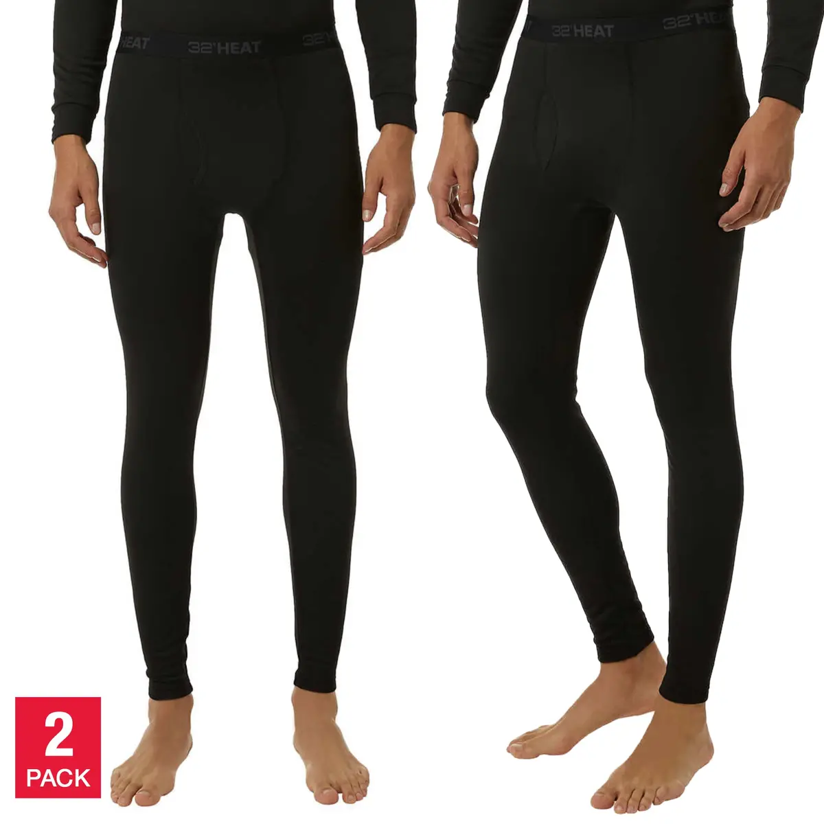 32 Degrees Heat Men's 2-Pack Quick Dry Soft Fleece Lined Base Layer Pants 1